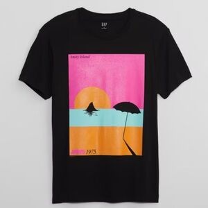 Gap Neon and Black Amity Island Tee Shirt - Retro Jaws Movie Reference Size XL
